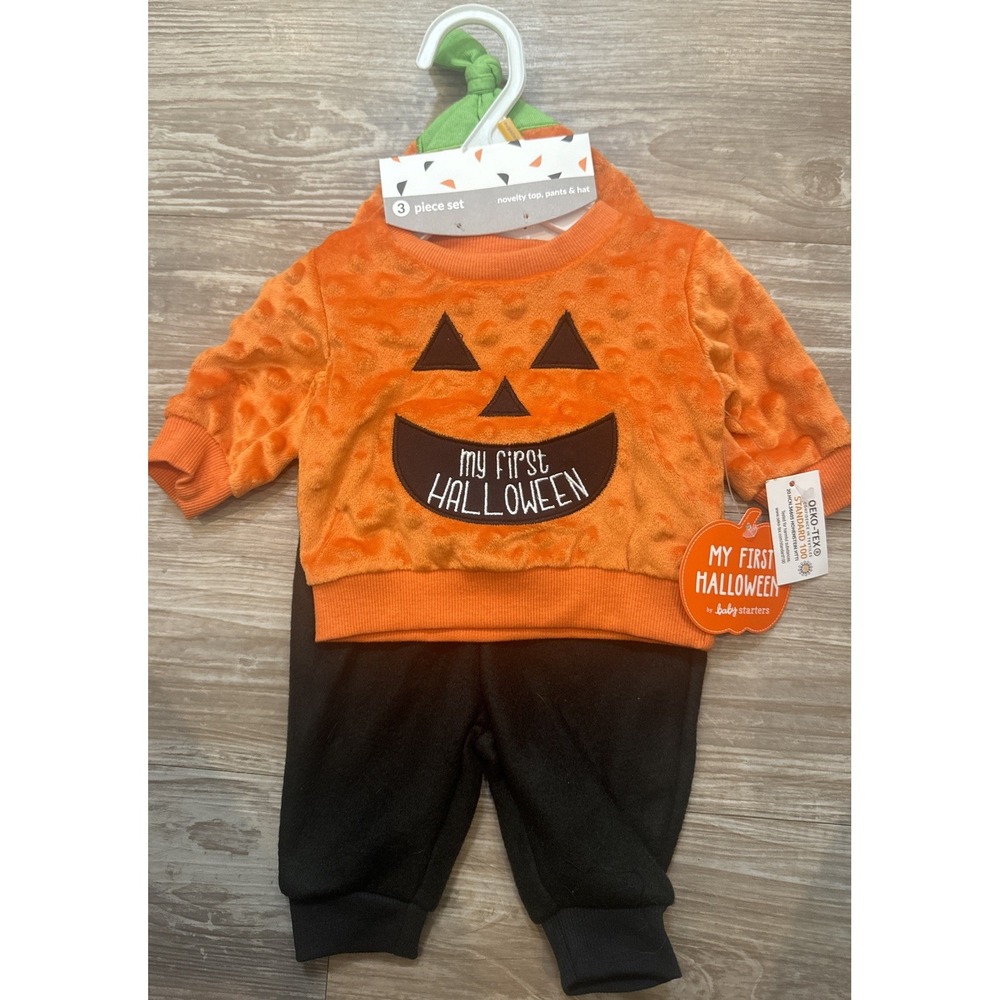 3 Piece My First Halloween Baby Starters‎ Sweater, Pants, Hat NWT NB Up to 8lbs